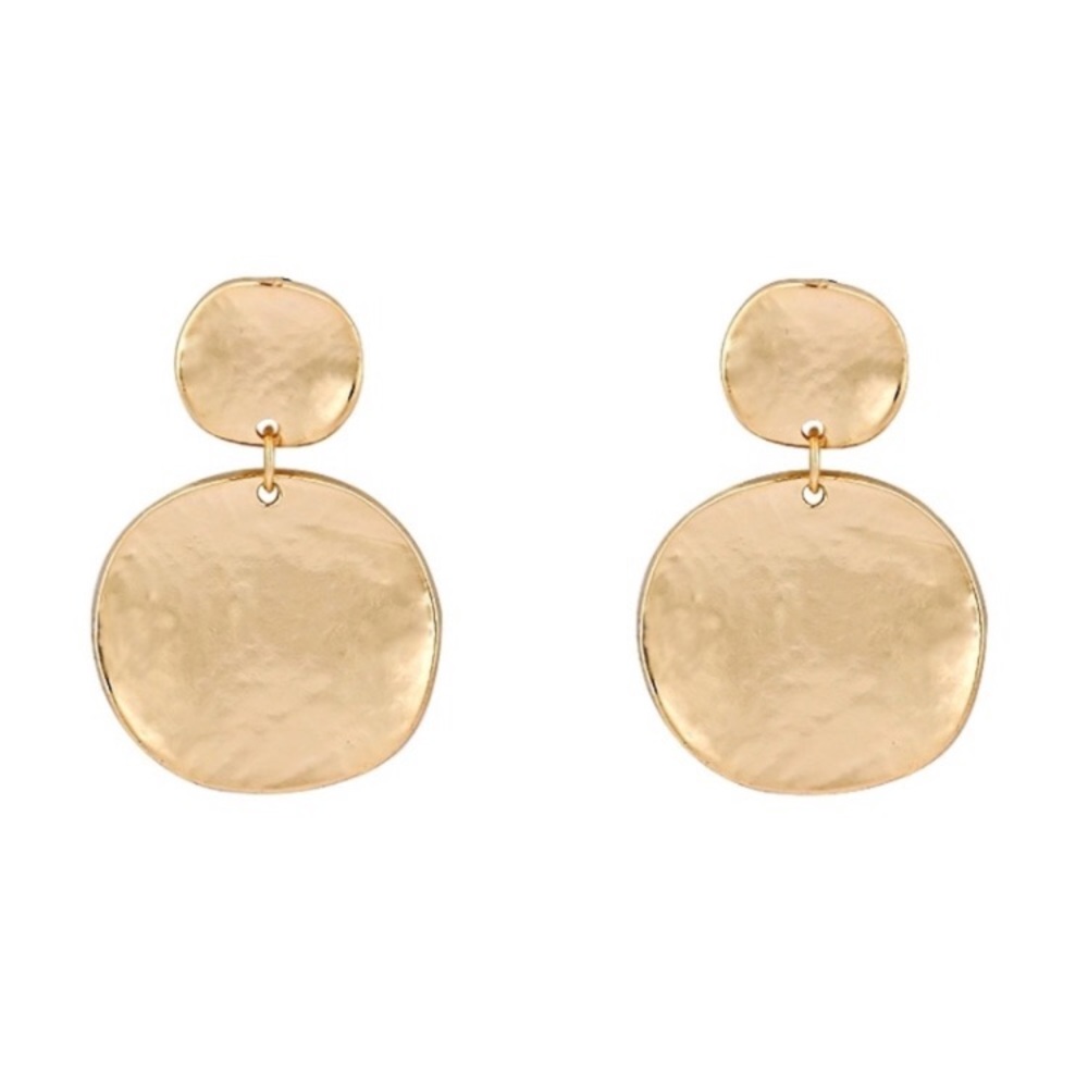 Gold hammer disc earrings